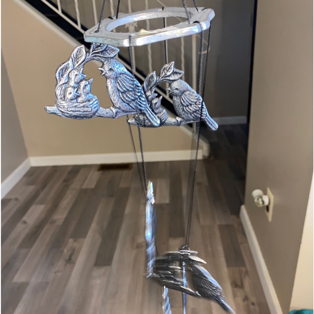 NEW Vintage Carson Statesmetal Wind Chimes 6 Piece 1993 Flower/mama And Babies